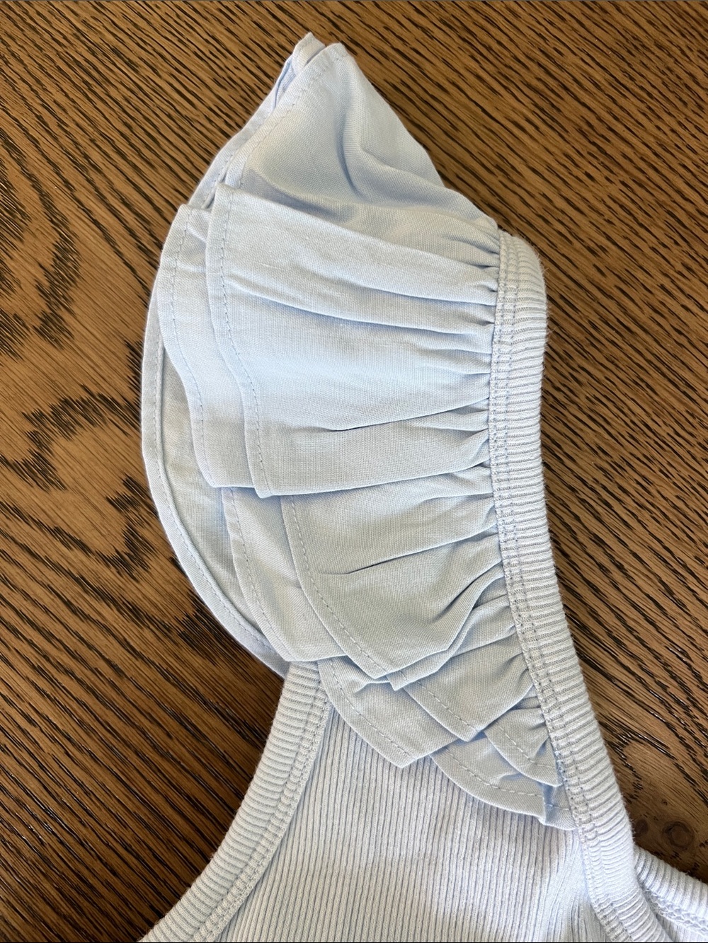 Old Navy Light Blue Ruffle-Strap Ribbed Tank - Picture 3 of 5